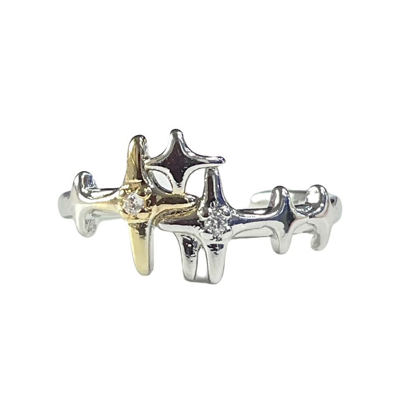 Simple and individual plain ring with irregular texture, pleated opening ring, gender-neutral style, stackable starlight adjustable ring Item Picture