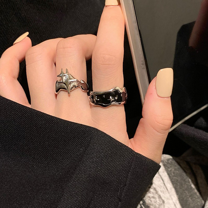 Starlight dark style neutral open ring for women, cool and trendy, adjustable couple's ins light luxury high-end personality ring details Picture