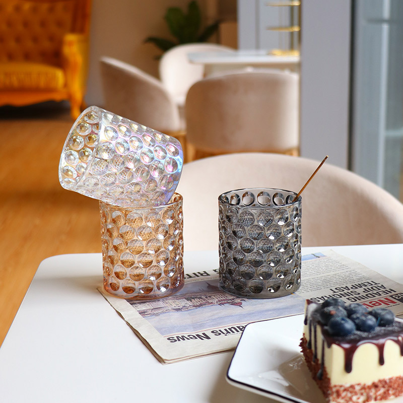 Nordic ins colored beaded whisky wine glasses, household glass water glasses, glass cups, foreign wine glasses details Picture