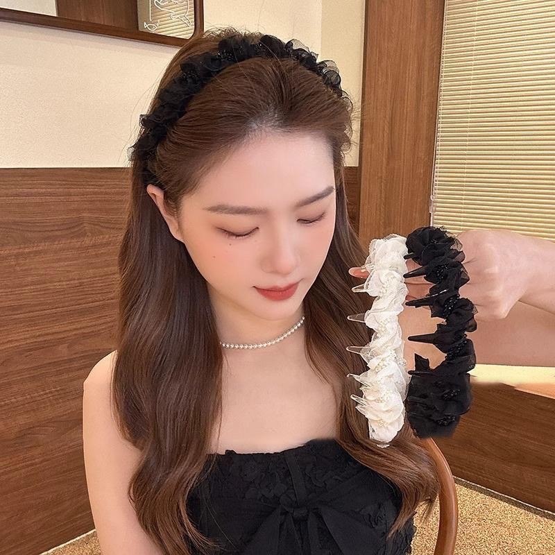 French polka dot ribbon braided hair band for women 2025 New high top wavy headband with hair clips and compression hair bundles Application Scenario