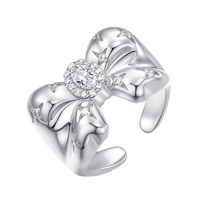 Sweet and cool style, fashionable bow opening ring, women's niche design, Instagram cold style, exquisite and individual ring Item Picture