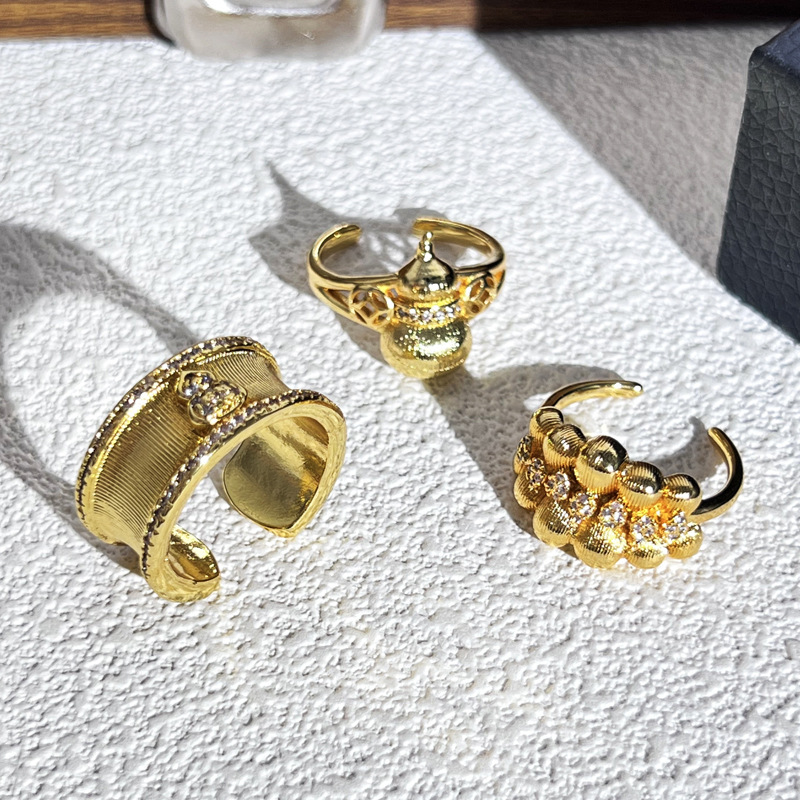 A retro diamond-dot brushed gourd light luxury wide version ring, the same style as the best-selling one on Xiaohongshu, with a simple and elegant personality Specification drawing