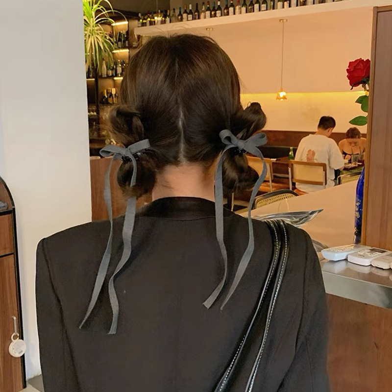 2025 New style bow ribbon hair clip, sweet ponytail headwear, high-end tie hairpin, for women details Picture
