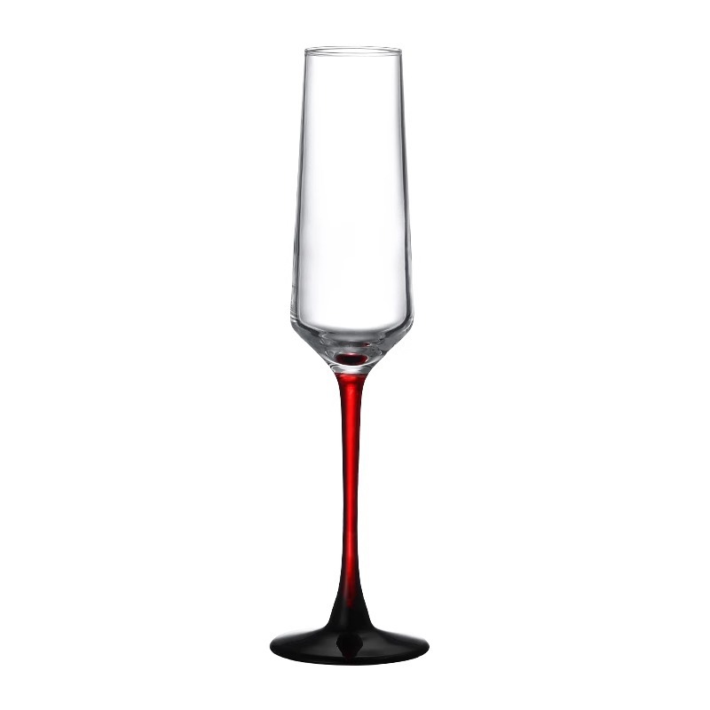 European red stem champagne glass, high appearance level, tall glass, small era sparkling wine glass, glass, champagne glass, wine glass Item Picture