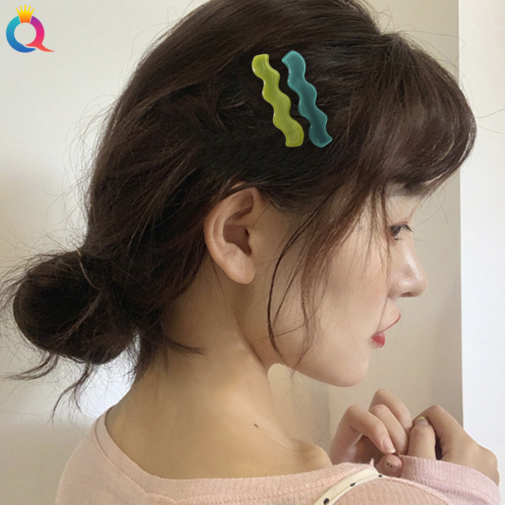 Qiyue Korean acetate wavy hair clip, bangs, fine fringe clip, retro style, versatile duckbill clip accessory Specification drawing