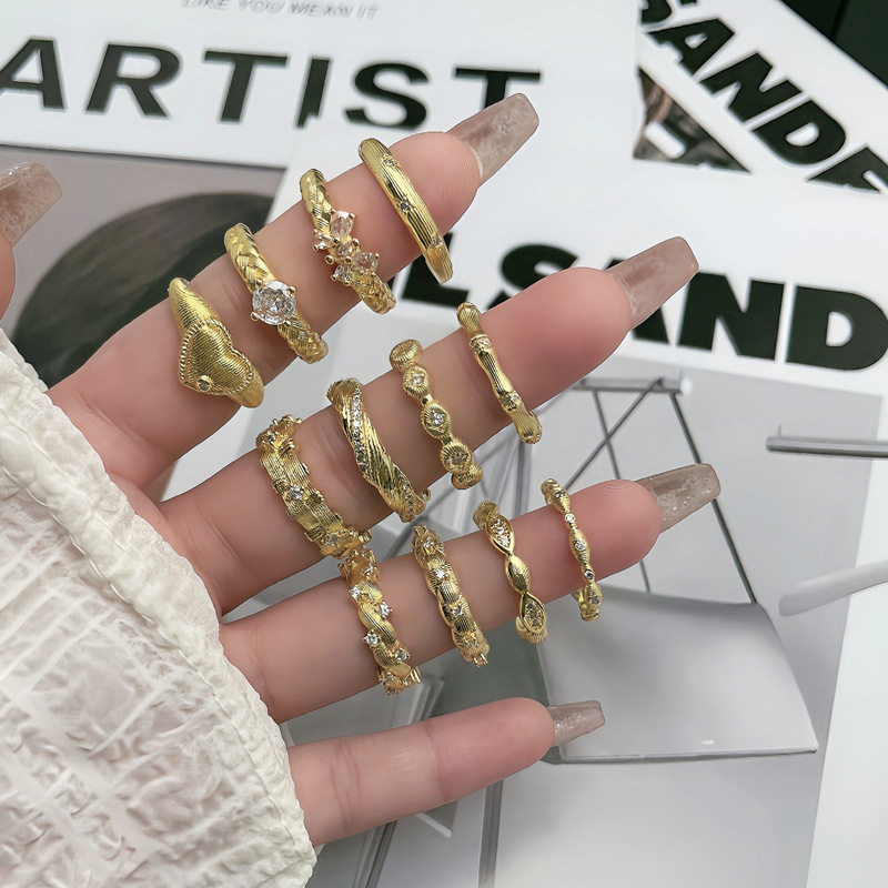 New Chinese-style irregular geometric retro brushed open ring, a high-end women's, light luxury, versatile, sweet and cool niche ring Specification drawing