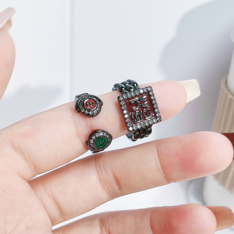 Cool dark punk letter micro-inlaid zircon open ring for women on Instagram, cold style, individual, exquisite and versatile ring Application Scenario