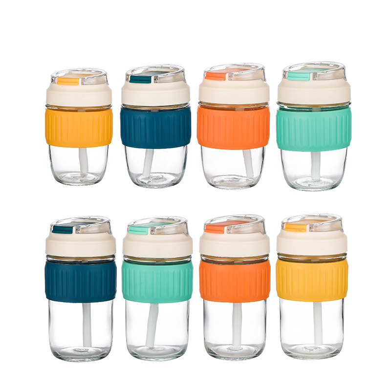 Wholesale new glass double-drink cups, coffee and milk cups, opening promotion gifts, female student drinking cups with logo printing Item Picture