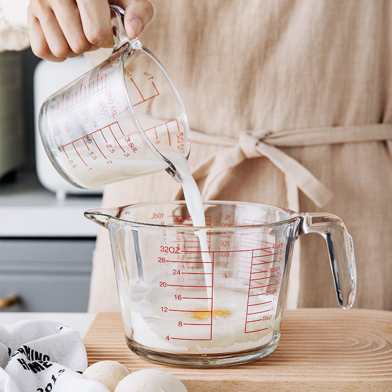 Bolimei measuring cup with scale, large-capacity thickened glass cup, home baking glass water cup, baking Specification drawing