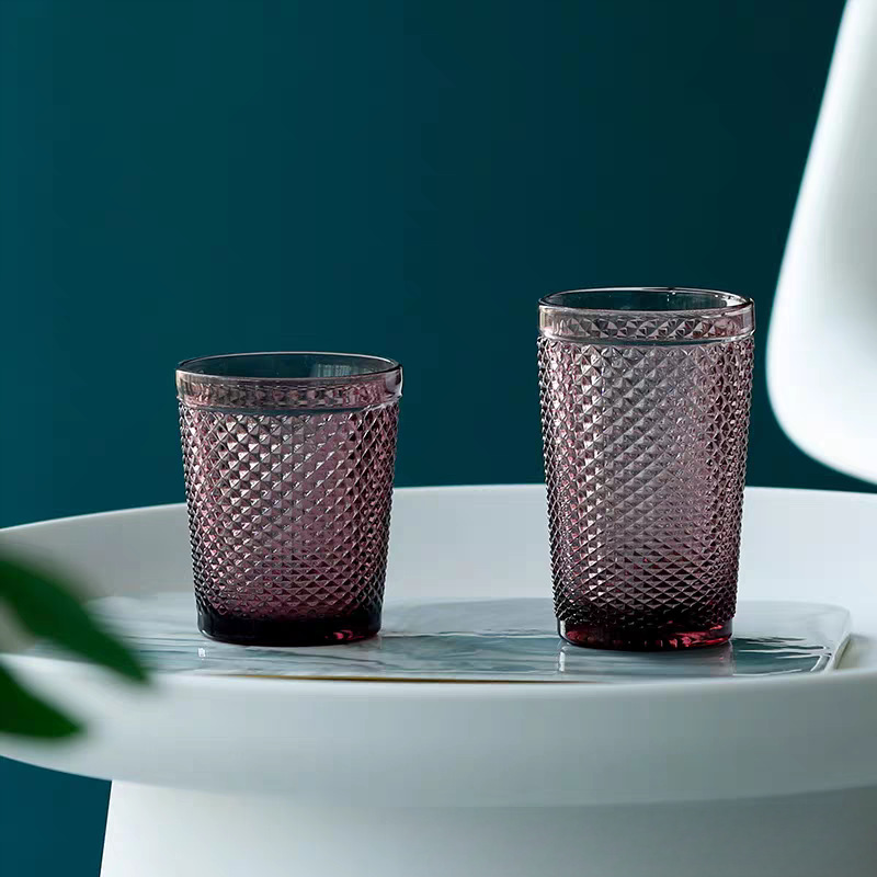 Factory wholesale of embossed colored natural-color glass water cups, toothbrush cups, glass cups, household toiletry cups, and Xipu gift cups full figure