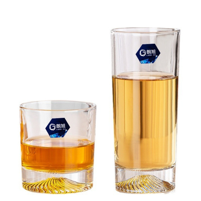 Wholesale of Langxu glass whisky cups, foreign wine glasses, creative word towers, and desert Fuji glass cups Item Picture