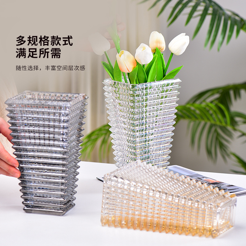 The factory produces modern, simple and brilliant glass crystal vases for home and dining room countertops, as well as flower and water care vases details Picture