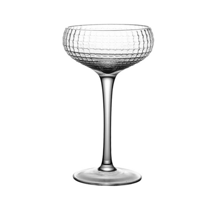 The new European-style crystal line embossed Martini Margarita checkered cocktail glass is a Internet celebrity Item Picture