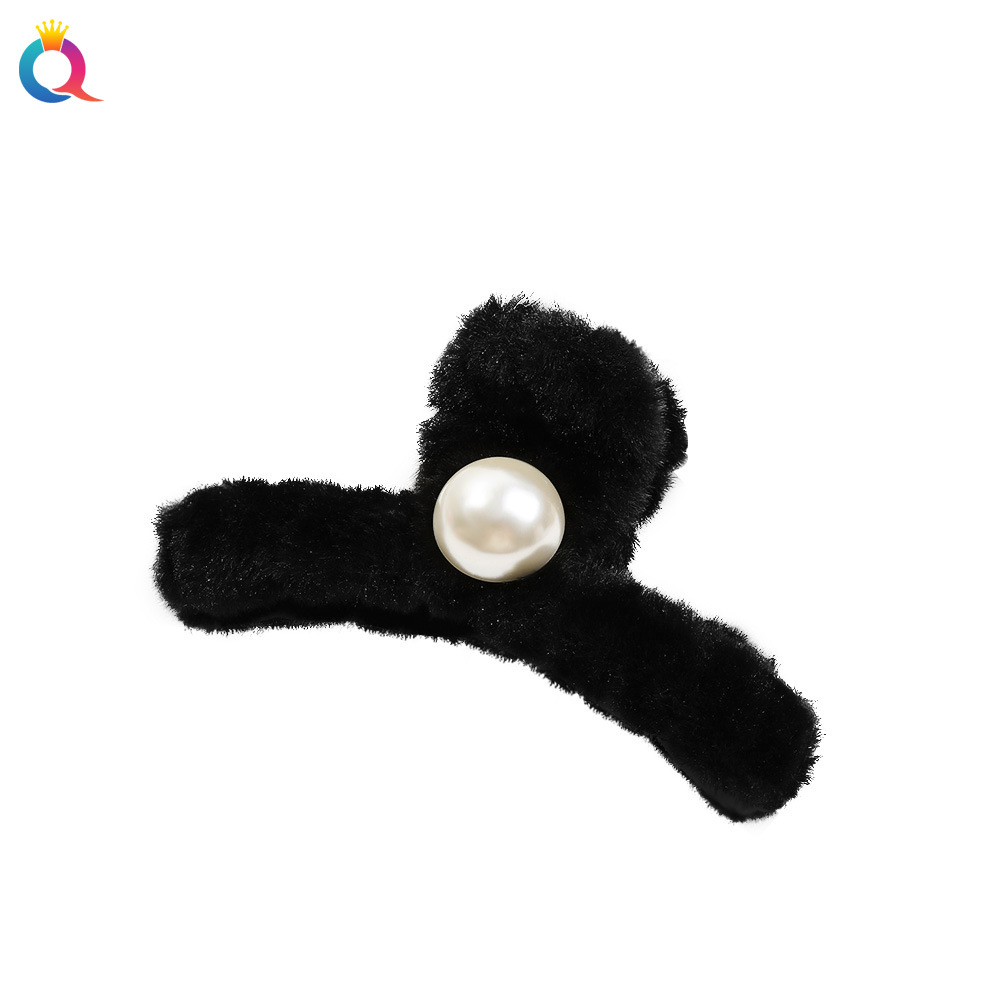 Qiyue Cross-border plush hair clips, large bow cross grab clips, back of the head updo, shark clip hair accessories wholesale Item Picture