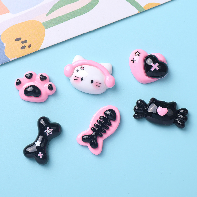 Fish bones, cat PAWS, resin accessories, hair clips, hair accessories, diy accessories, headwear, hair tie accessories, cream glue accessories Application Scenario
