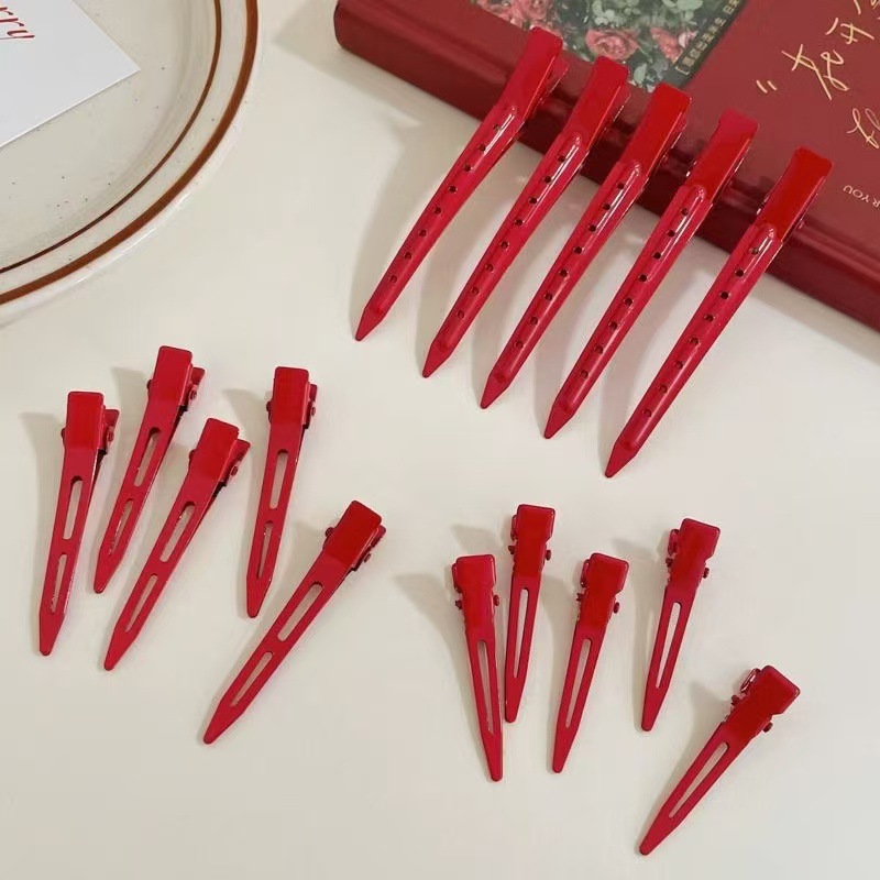 Ankela red hair clip, fluffy positioning clip, bangs, duckbeak clip, straight clip, makeup, fixed hair clip, headwear full figure