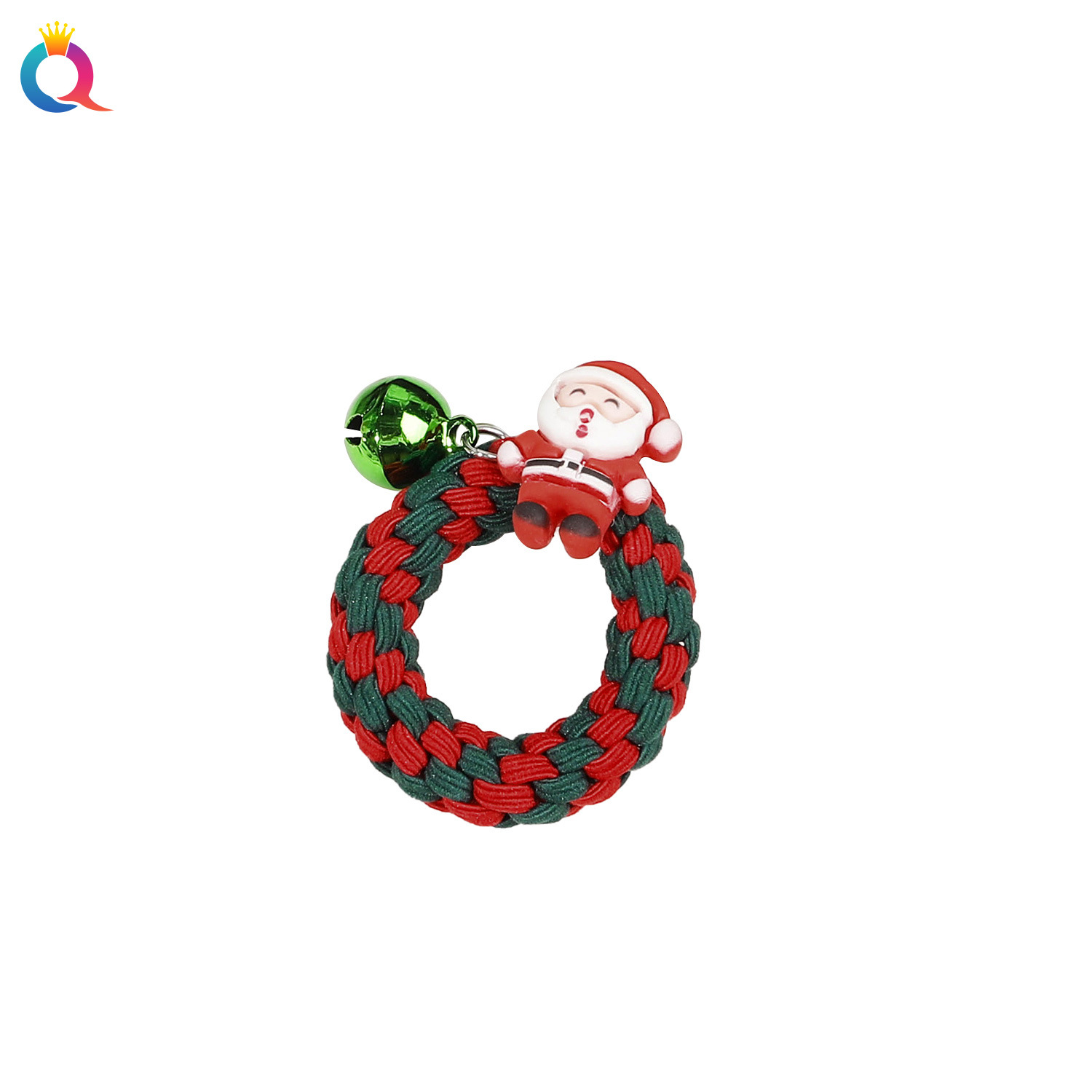 Qiyue Cross-border Christmas Bell Braided hair Band, hair tie at the back of the head, ins Large Intestine circle hair accessory wholesale Item Picture