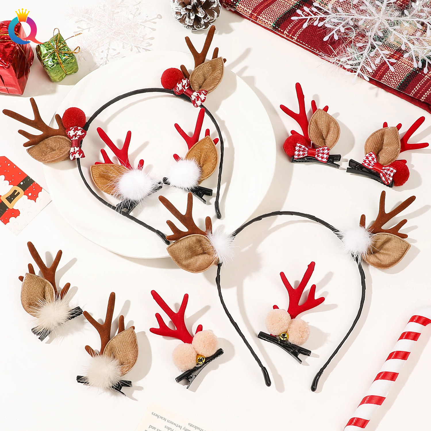 Qiyue Cross-border Christmas Hairpins, hair bands, snowflakes, elk, Elderly Christmas headbands, hair bands, headwear and hair accessories wholesale details Picture