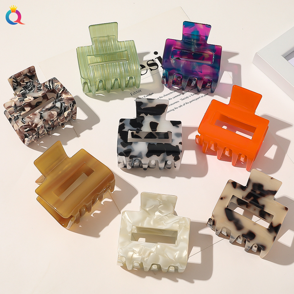 Qiyue Accessories Acetate Board, popular retro tortoiseshell hair accessories for girls, large and simple acrylic hair clips full figure