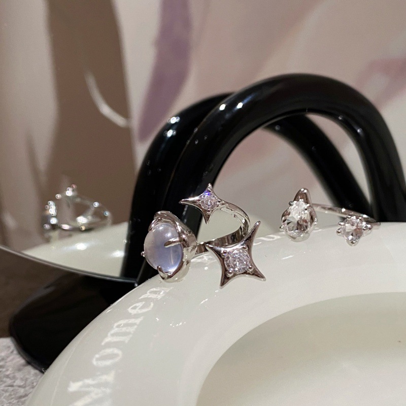 Moonlight starlight irregular niche design Cool and spicy girl exaggerated opening adjustment ring women's Instagram cold style ring Specification drawing