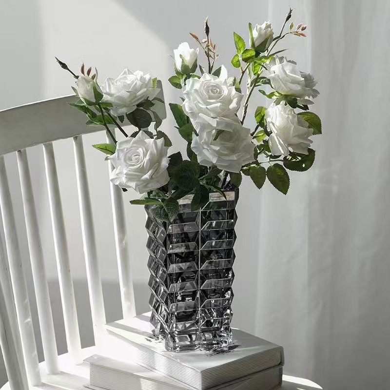 Plant glacier decorative container glass vase, transparent water-growing vase, luxurious living room entrance flower arrangement vase Application Scenario