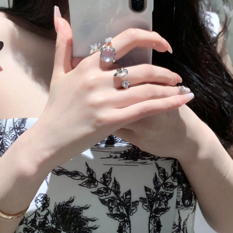 Moonlight starlight irregular niche design Cool and spicy girl exaggerated opening adjustment ring women's Instagram cold style ring Item Picture