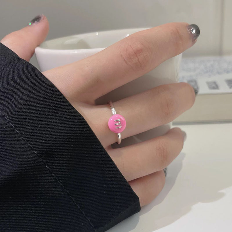 Sweet and cool Enamel m Bean Fun Open Ring, a new fashionable, casual and personalized index finger ring in a fresh and innocent style for women Specification drawing