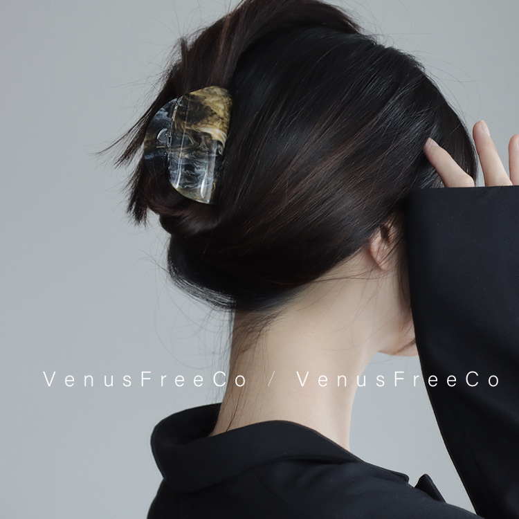 New 2025 ink black, gold and blue starry sky oil painting artistic hair gripper, hair clip, shark clip, back head hair clip details Picture