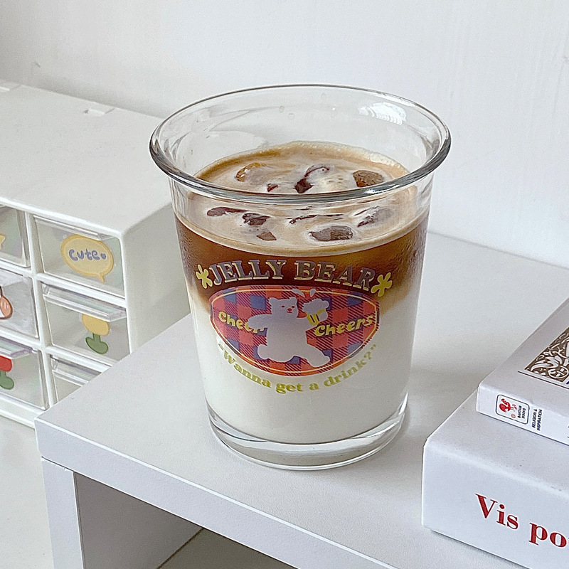 ins popular coffee shop American cold brew iced latte coffee cup, simple glass cup, beverage juice cup, cold drink cup Application Scenario
