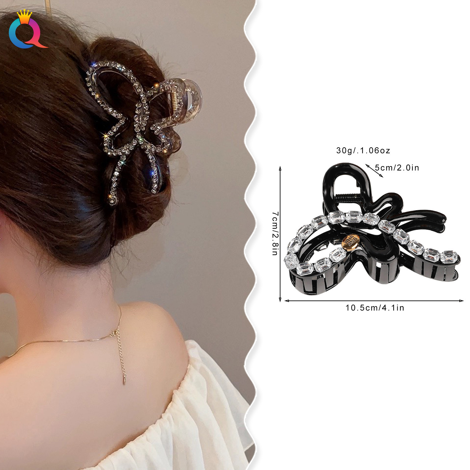 Qiyue Cross-border Pearl, Butterfly, water Diamond Hair clips, Women's Hairpins, Hair Grabbers, High-end Hairpins, Shark clips, Hair accessories wholesale details Picture