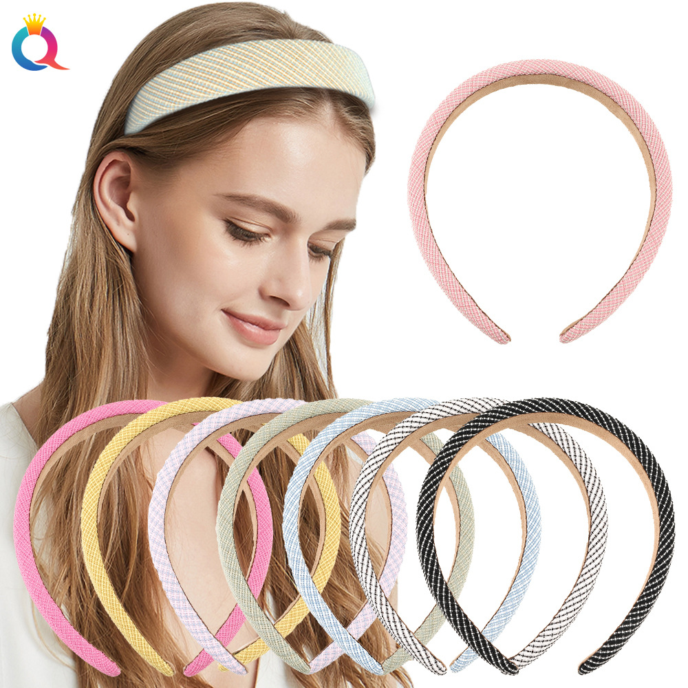 Qiyue Fresh and Clean checkered high top hair band, small fragrance hair band, face wash hair hole, women's hair clip, hair accessory wholesale details Picture