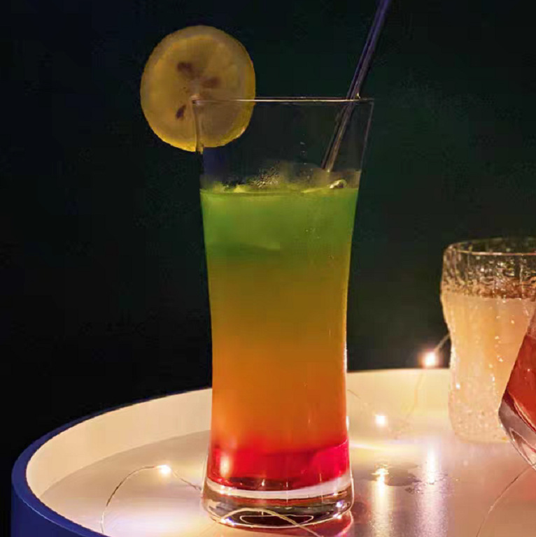 Thai ocean Ouxin glass special-shaped cups, S-shaped sea wave cups, cold drinks, juice bars, mojito cocktail cups Specification drawing