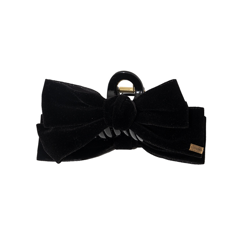 New Year red bow hairpin women's hair accessory, high-end double-sided velvet grabber, new New Year's hairpin shark clip Item Picture