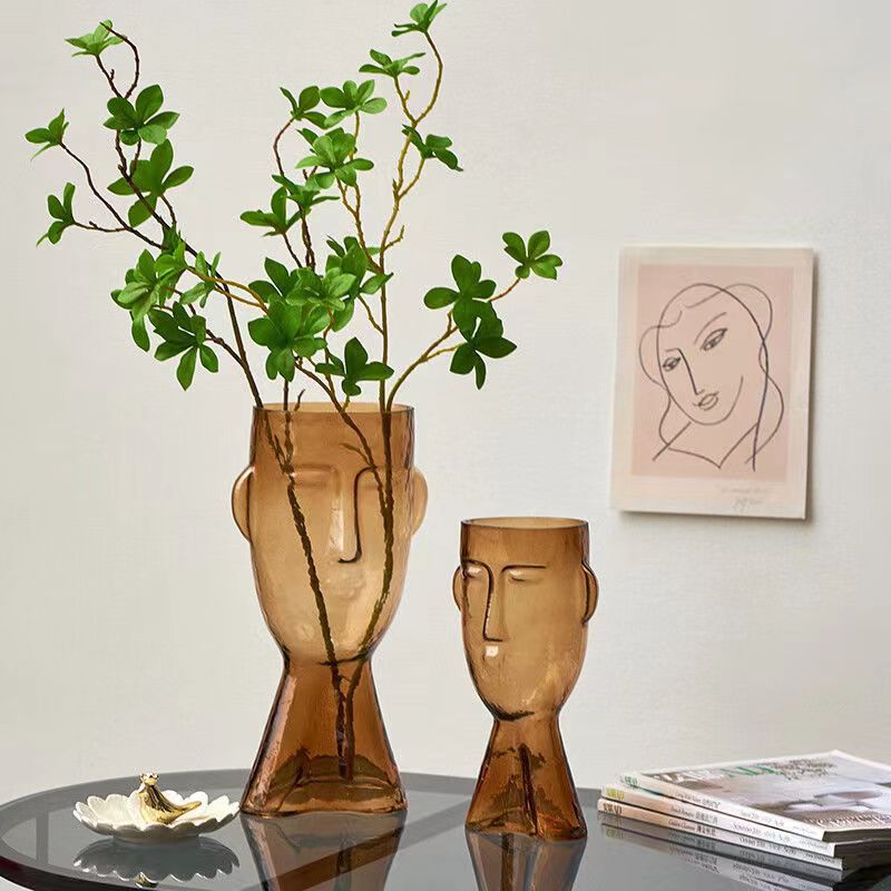 European-style simple face glass vase, hydroponic and hydroponic fresh flowers, green plants and dried flowers, creative countertop decoration for living room home Specification drawing