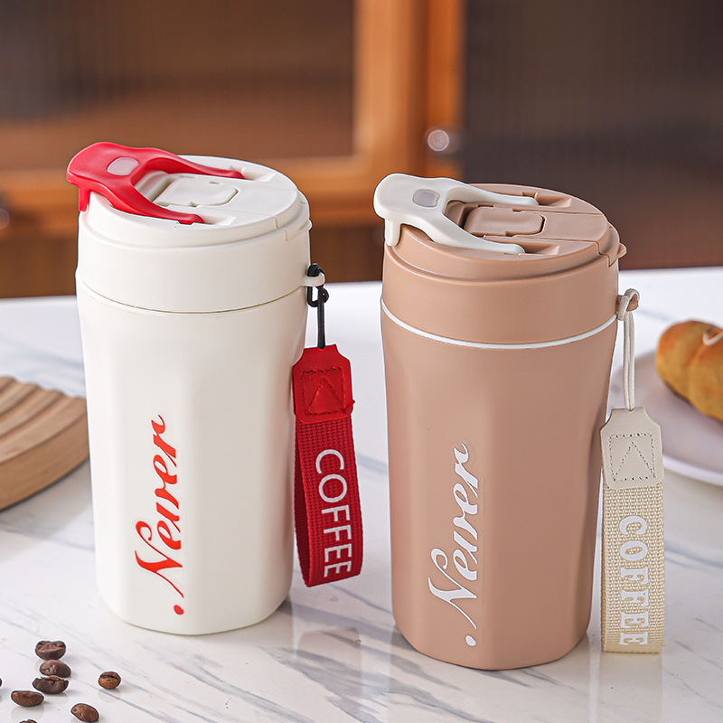 Coffee cup, travel cup, high appearance level, double-drinking glass cup, office water cup, portable cup, cola cup Application Scenario