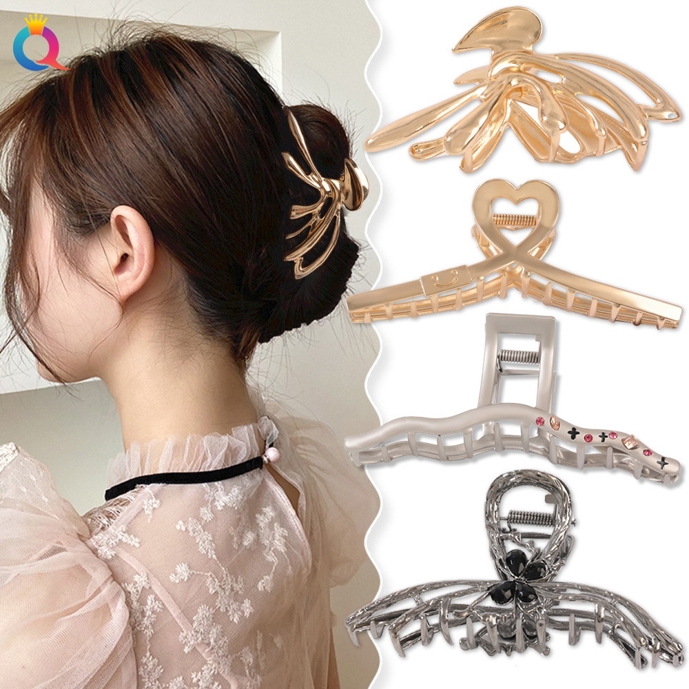 Qiyue Cross-border High-end metal hair clips, back head clips, updo hair clips, large shark clips, hair accessories wholesale details Picture