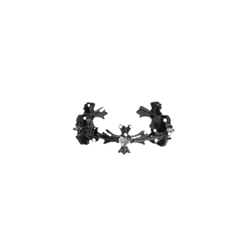 Punk, cool and high-end dark open ring, women's cross, cold and individualistic style, fashionable and versatile hip-hop ring Item Picture