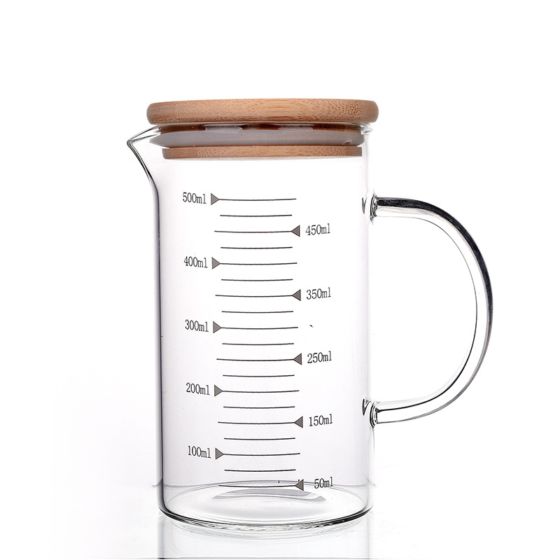 Cross-border glass cup with scale, transparent measuring cup, 240ml heat-resistant household cup, microwave-heated milk cup details Picture
