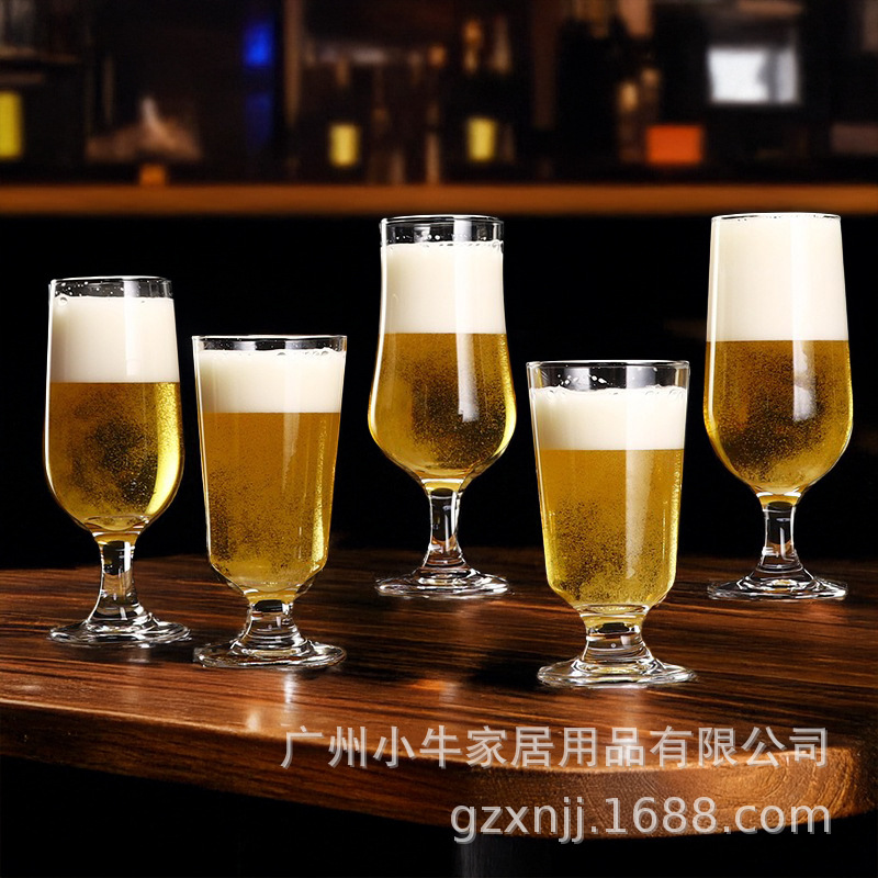 Tall craft beer mugs, wheat juice cups, bar cocktail special drink cups, short sparkling long drink cups full figure