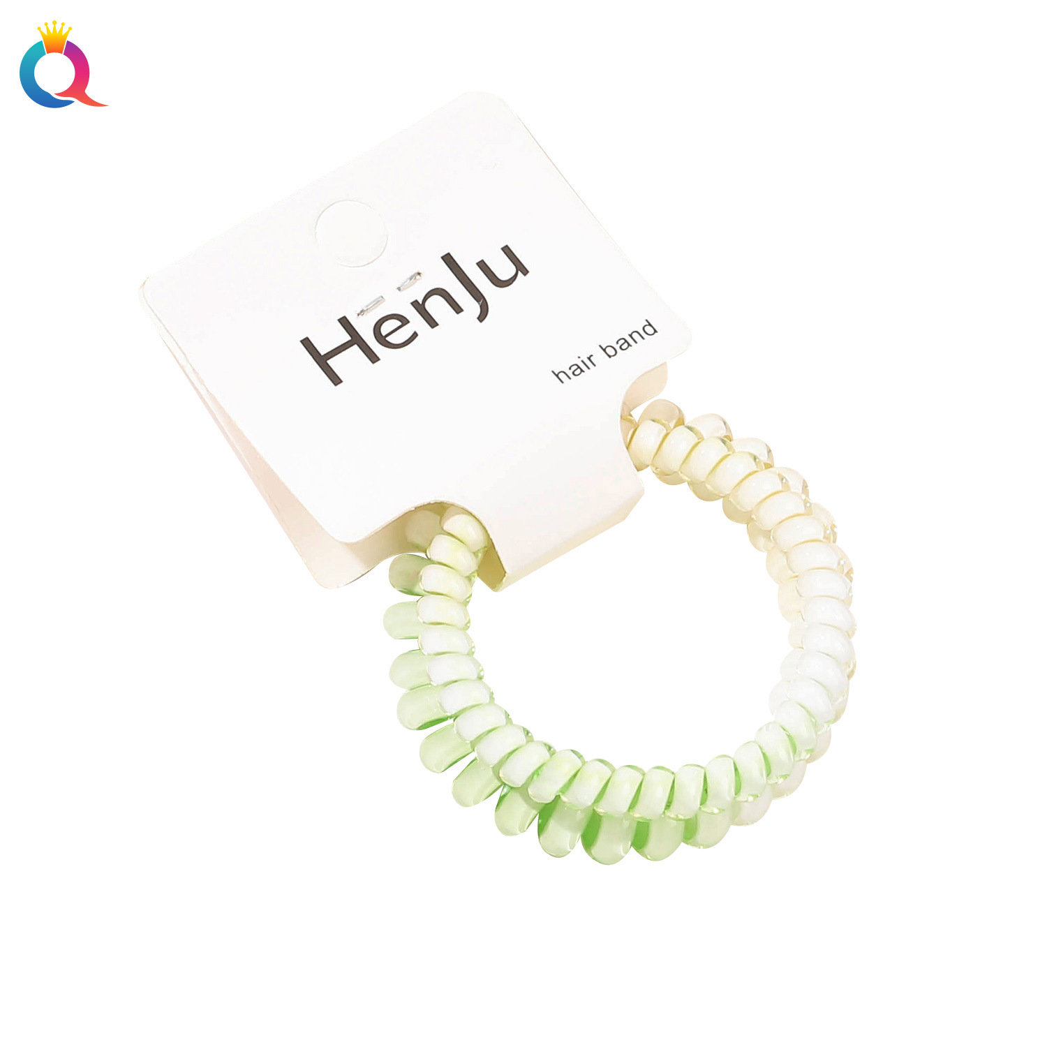 Wholesale of Qiyue Gradient Color telephone line hair Tie two-piece set, high elasticity ponytail hair rope, basic style hair tie rubber band Item Picture