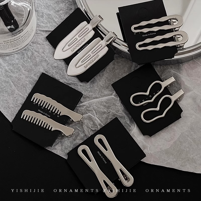 Korean metal diy hair clip bottom clip, ins high-end summer hair accessory headwear, girls' side hair clip wholesale Specification drawing