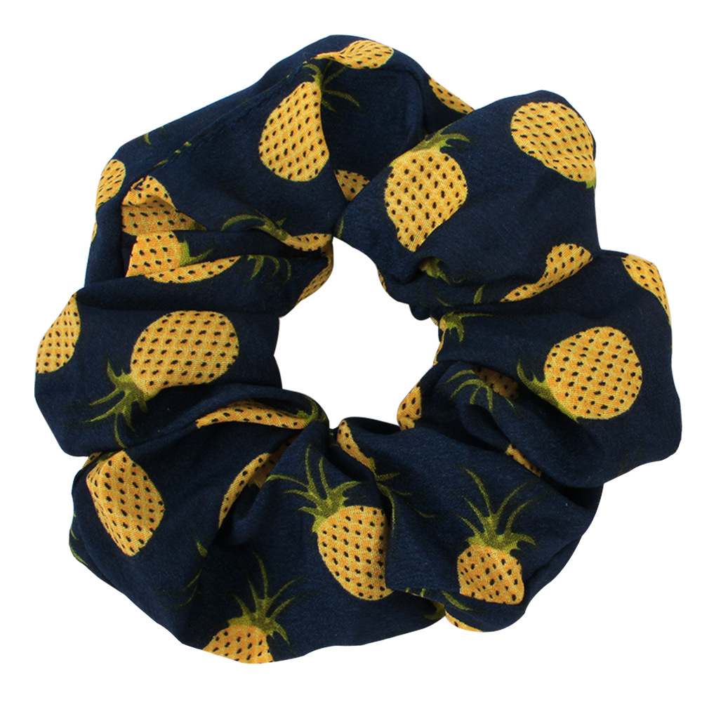Qiyue Cross-border's new European and American large intestine circle hair band, pineapple fabric hair band, female OL elastic band headband accessory C111 Item Picture