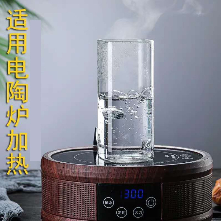 Wholesale European-style square high borosilicate glass transparent milk cups, coffee cups, beverage cups, milk tea and juice cups from the manufacturer Specification drawing