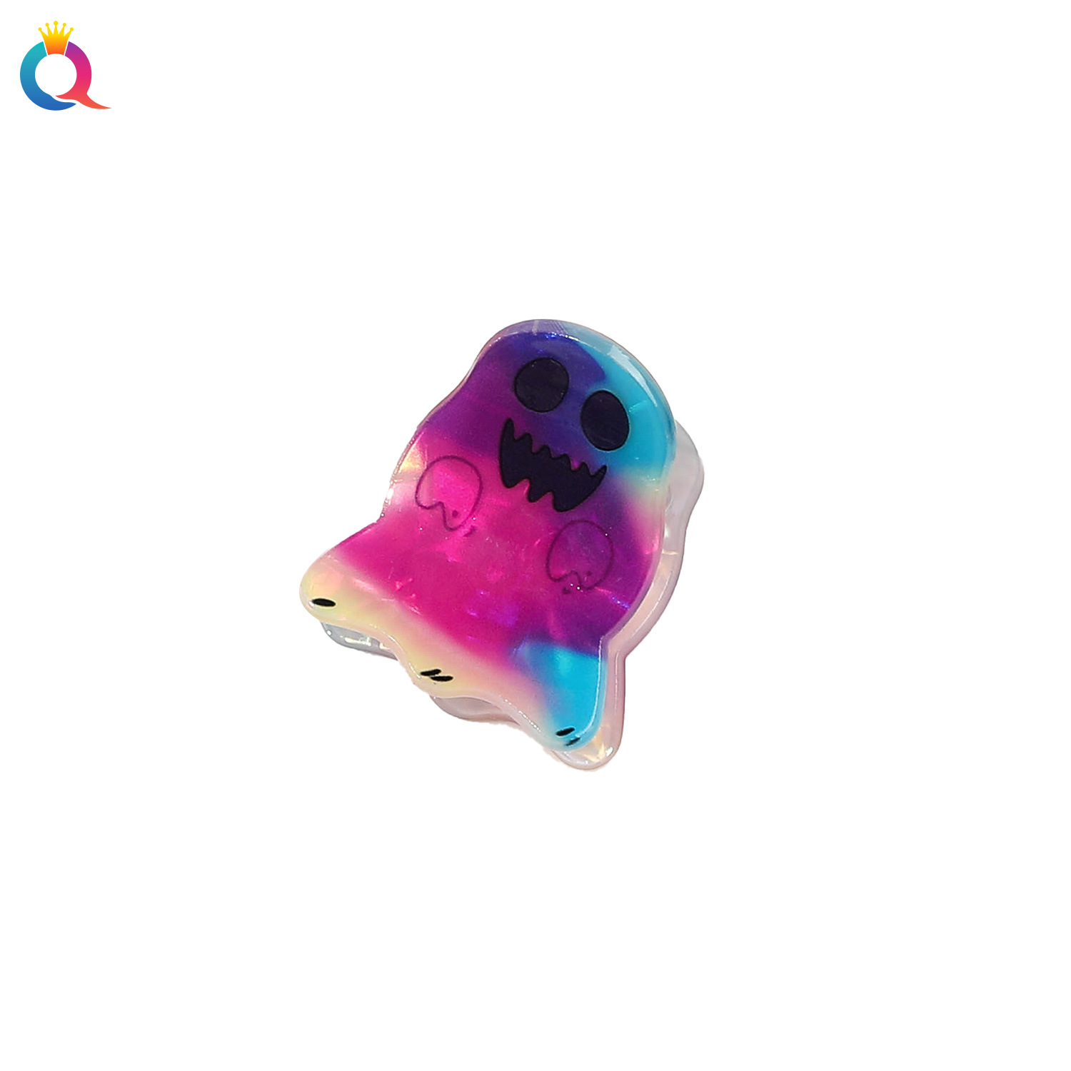 Wholesale of Qiyue PVC Ghost Expression Halloween Hairpins, hair clips, and high-end Acrylic shark clips Item Picture