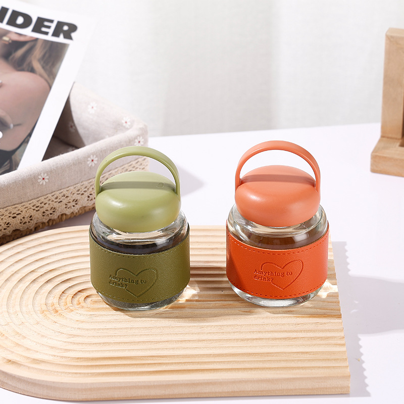 New simple and chubby cup, 300ml portable water cup for girls, transparent glass coffee and milk cup Specification drawing