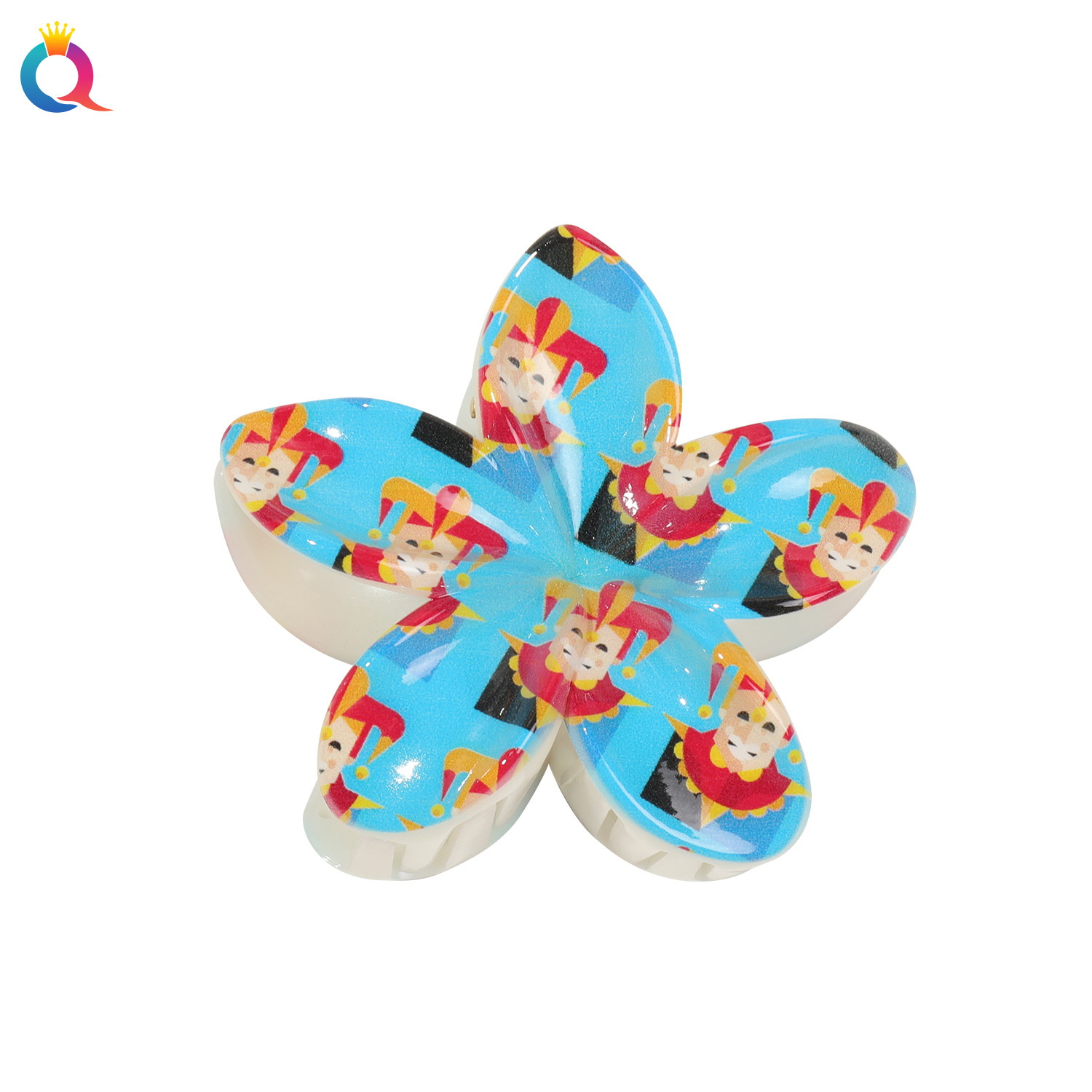 Qiyue Cross-border's new summer UV-printed scratch-off egg flower hair clip headwear is a high-end and elegant Korean-style hair accessory for women Item Picture