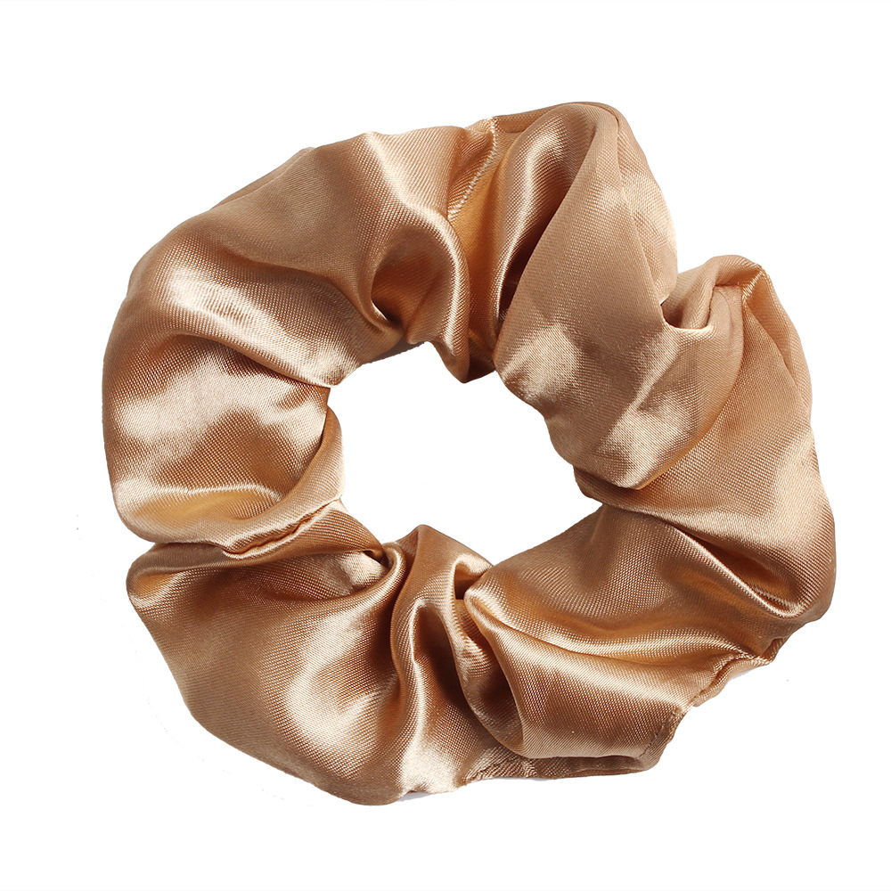 Qiyue Cross-border Amazon Elastic Color Large Intestine Hair Band Solid color satin large Intestine Hair band High-end style ponytail hair band Item Picture