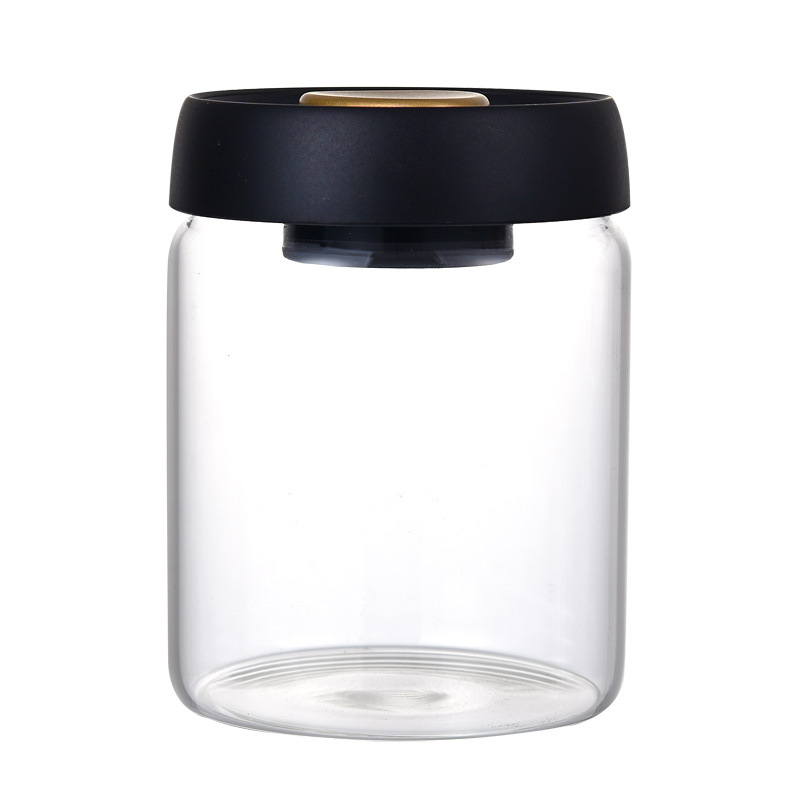 High borosilicate glass sealed jar, press-type vacuum lid, kitchen grain food storage jar, coffee bean storage jar Item Picture