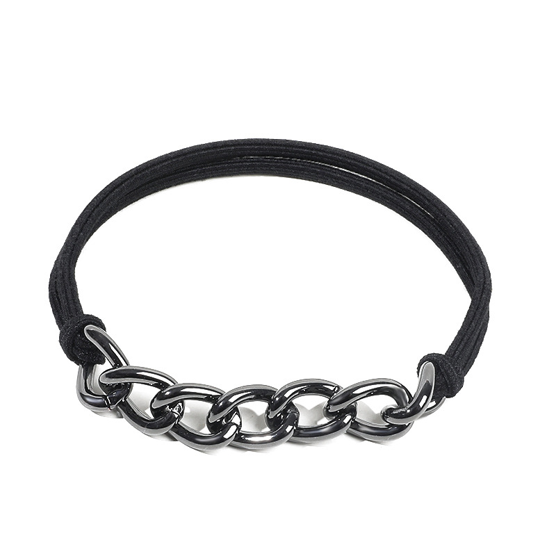 Qiyue Cross-border Amazon metal chain, rubber band, high-quality electroplated alloy hair rope, hair loop, bracelet, wristband and hair tie Item Picture