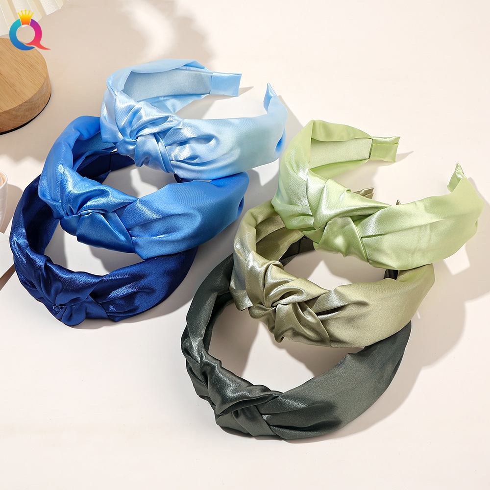 Qiyue Cross-border color Tie headband, wide edge knot headband, solid color face wash, hair hole press, hair clip, hair accessory and headaccessory wholesale full figure
